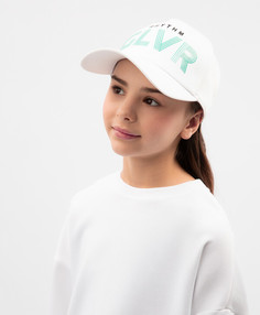 Бейсболка для девочки с шрифтовым декором белая Gulliver
