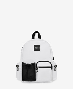 Рюкзак для девочки белый плащевой с объёмными асимметричными карманами Gulliver