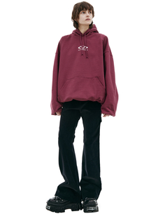 Бордовое худи с принтом Vetements