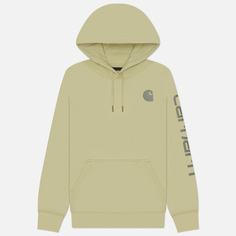 Женская толстовка Carhartt Relaxed Fit Midweight Logo Sleeve Graphic Hoodie, цвет зелёный, размер XS
