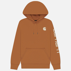 Женская толстовка Carhartt Relaxed Fit Midweight Logo Sleeve Graphic Hoodie, цвет коричневый, размер XS