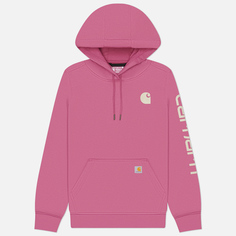 Женская толстовка Carhartt Relaxed Fit Midweight Logo Sleeve Graphic Hoodie, цвет розовый, размер XS