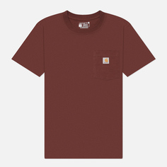 Женская футболка Carhartt Loose Fit Heavyweight K87 Pocket, цвет коричневый, размер XS