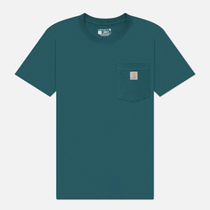 Женская футболка Carhartt Loose Fit Heavyweight K87 Pocket, цвет зелёный, размер XS