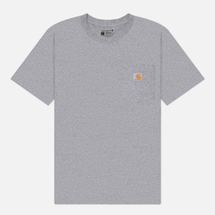 Мужская футболка Carhartt Relaxed Fit Heavyweight K87 Pocket, цвет серый, размер S