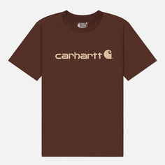 Мужская футболка Carhartt Relaxed Fit Heavyweight Logo Graphic, цвет коричневый, размер S