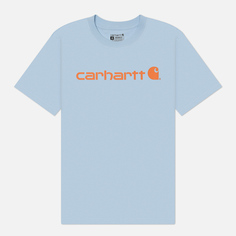 Мужская футболка Carhartt Relaxed Fit Heavyweight Logo Graphic, цвет голубой, размер S