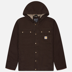 Мужская демисезонная куртка Carhartt Washed Duck Sherpa Lined Utility, цвет коричневый, размер S