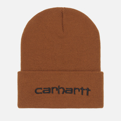 Шапка Carhartt Insulated Logo Graphic Cuffed, цвет коричневый