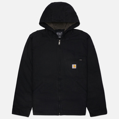 Мужская демисезонная куртка Carhartt Washed Duck Sherpa Lined, цвет чёрный, размер S