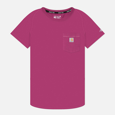 Женская футболка Carhartt Force Relaxed Fit Midweight Pocket, цвет розовый, размер XS