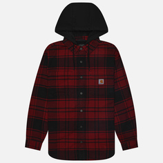 Мужская рубашка Carhartt Rugged Flex Relaxed Fit Flannel Fleece Lined Hooded, цвет красный, размер S