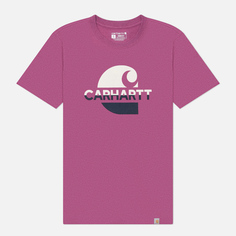 Женская футболка Carhartt Loose Fit Heavyweight Feded C Graphic, цвет розовый, размер XS