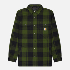 Мужская рубашка Carhartt Relaxed Fit Heavyweight Flannel Overshirt, цвет зелёный, размер S