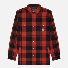 Мужская рубашка Carhartt Relaxed Fit Heavyweight Flannel Overshirt, цвет красный, размер S