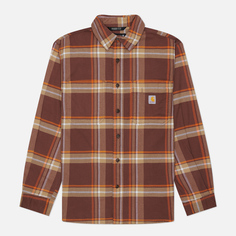 Мужская рубашка Carhartt Rugged Flex Relaxed Midweight Flannel Plaid, цвет коричневый, размер S