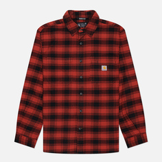Мужская рубашка Carhartt Rugged Flex Relaxed Midweight Flannel Plaid, цвет красный, размер S