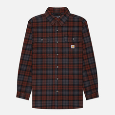 Мужская рубашка Carhartt Loose Fit Heavyweight Flannel Plaid, цвет коричневый, размер S