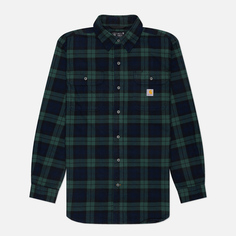 Мужская рубашка Carhartt Loose Fit Heavyweight Flannel Plaid, цвет зелёный, размер S