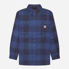 Мужская рубашка Carhartt Loose Fit Heavyweight Flannel Plaid, цвет синий, размер S