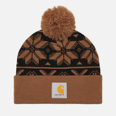 Шапка Carhartt Knit Pom Jacquard, цвет коричневый