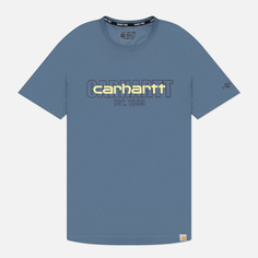 Мужская футболка Carhartt Force Relaxed Fit Midweight Logo Graphic, цвет синий, размер S