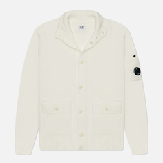 Мужской свитер C.P. Company Compact Cotton Full Button Lens Knit, цвет белый, размер M