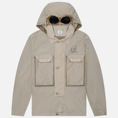 Мужская куртка ветровка C.P. Company Flatt Nylon Goggle Overshirt, цвет бежевый, размер S