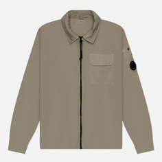 Мужская рубашка C.P. Company Organic Gabardine Full Zip Overshirt, цвет бежевый, размер S