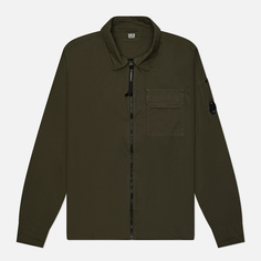 Мужская рубашка C.P. Company Organic Gabardine Full Zip Overshirt, цвет оливковый, размер S