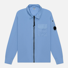 Мужская рубашка C.P. Company Organic Gabardine Full Zip Overshirt, цвет голубой, размер S