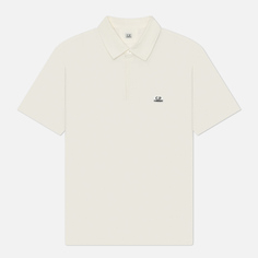 Мужское поло C.P. Company Stretch Piquet Logo Regular Fit, цвет белый, размер S