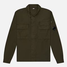 Мужская рубашка C.P. Company Organic Gabardine Lens, цвет оливковый, размер S