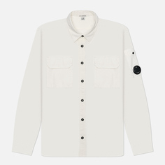 Мужская рубашка C.P. Company Organic Gabardine Lens Garment Dyed, цвет белый, размер S