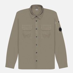 Мужская рубашка C.P. Company Organic Gabardine Lens Garment Dyed, цвет бежевый, размер S