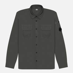 Мужская рубашка C.P. Company Organic Gabardine Lens Garment Dyed, цвет серый, размер S