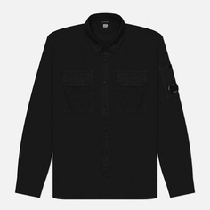 Мужская рубашка C.P. Company Organic Gabardine Lens Garment Dyed, цвет чёрный, размер S