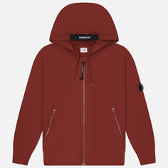 Мужская толстовка C.P. Company Diagonal Raised Fleece Full Zip Hoodie, цвет коричневый, размер S