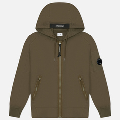 Мужская толстовка C.P. Company Diagonal Raised Fleece Full Zip Hoodie, цвет оливковый, размер M