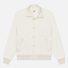 Мужская толстовка C.P. Company Cotton Diagonal Fleece Full Button, цвет белый, размер M