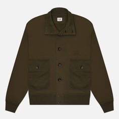 Мужская толстовка C.P. Company Cotton Diagonal Fleece Full Button, цвет оливковый, размер M