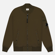 Мужская толстовка C.P. Company Cotton Diagonal Fleece Full Zip, цвет оливковый, размер S