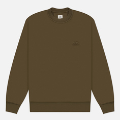 Мужская толстовка C.P. Company Cotton Diagonal Fleece Crew Neck Logo, цвет оливковый, размер M