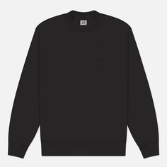 Мужская толстовка C.P. Company Cotton Diagonal Fleece Crew Neck Logo, цвет чёрный, размер S