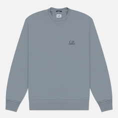Мужская толстовка C.P. Company Cotton Diagonal Fleece Crew Neck Logo, цвет голубой, размер S
