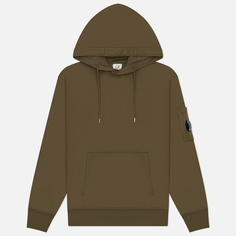 Мужская толстовка C.P. Company Cotton Diagonal Fleece Hoodie, цвет оливковый, размер M