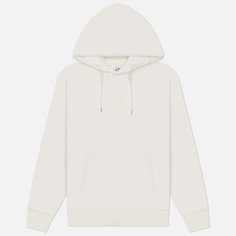 Мужская толстовка C.P. Company Cotton Diagonal Fleece Hoodie Logo, цвет белый, размер M