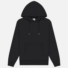 Мужская толстовка C.P. Company Cotton Diagonal Fleece Hoodie Logo, цвет чёрный, размер S