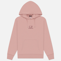 Мужская толстовка C.P. Company Cotton Diagonal Fleece Hoodie Logo, цвет розовый, размер M