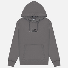 Мужская толстовка C.P. Company Cotton Diagonal Fleece Hoodie Logo, цвет серый, размер M